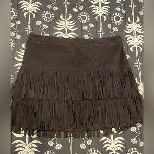 Hollister Suede Fringe Mini Skirt